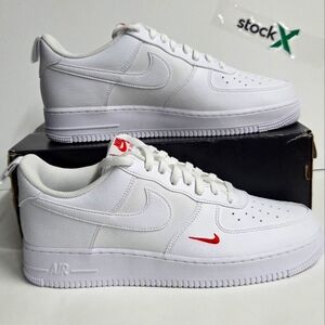 Nike Air Force 1 Low '07 Se White Red Mini Swoosh Trainers Shoes 11.5 FZ7187-100